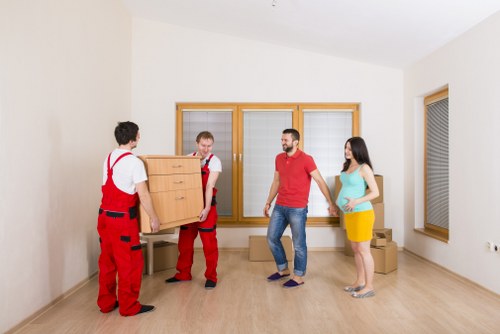 Packed boxes and furniture ready for transport during a Hounslow removal
