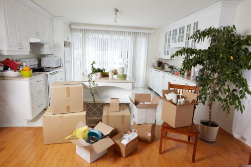 Packed household items ready for house removals in Hounslow
