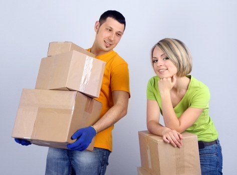 Packed boxes and dismantled furniture prepared for a same day removal