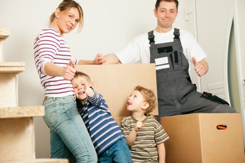 Office furniture and equipment prepared for a business move in Hounslow